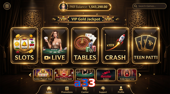 Main screen of A33 casino page for PK players
